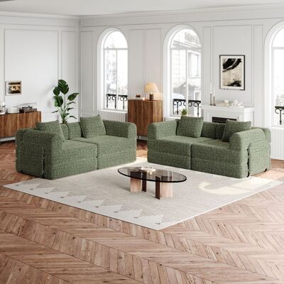 ACKERMAN Canapé-lit 2 En 1 En Chenille Avec Compartiment De Rangement Dans L'Accoudoir, Trois Cadres Métalliques Et De Multiples Options De Configuration. Publicité ACKERMAN Canapé-lit 2 En 1 En Chenille Avec Compartiment De Rangement Dans L'Accoudoir, Trois Cadres Métalliques Et De Multiples Options De Configuration. Publicité