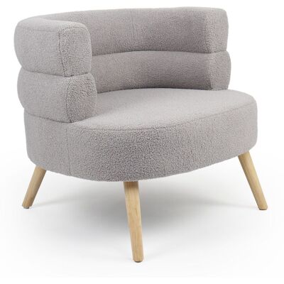 MENZZO Fauteuil Design Scandinave Arrondi Riviani Tissu Bouclette Gris - Publicité MENZZO Fauteuil Design Scandinave Arrondi Riviani Tissu Bouclette Gris - Publicité