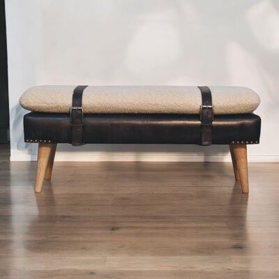 ACKERMAN Bouclã© Buffalo Hide Black Leather Bench - Publicité ACKERMAN Bouclã© Buffalo Hide Black Leather Bench - Publicité