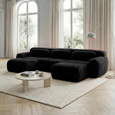 ACKERMAN Canapé Modulaire En U, Tissu Pelucheux, Aucun Montage, Sol Antidérapant, Avec Coussins. Support Ergonomique, Mousse À Haute Élasticité, Adapté Pour Salon, Chambre À Coucher, Noir - Publicité ACKERMAN Canapé Modulaire En U, Tissu Pelucheux, Aucun Montage, Sol Antidérapant, Avec Coussins. Support Ergonomique, Mousse À Haute Élasticité, Adapté Pour Salon, Chambre À Coucher, Noir - Publicité