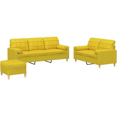 Maison Exclusive - Ensemble De Canapés 3 Pcs Avec Coussins Jaune Clair Tissu - Publicité Maison Exclusive - Ensemble De Canapés 3 Pcs Avec Coussins Jaune Clair Tissu - Publicité