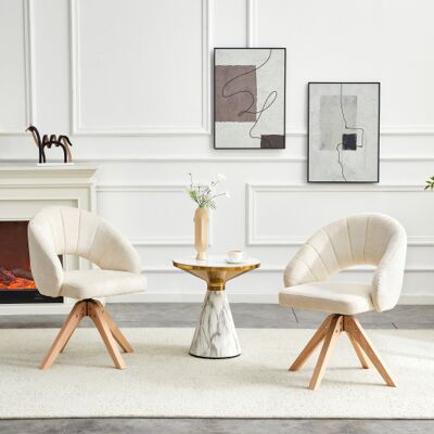 XISRENS Ensemble De Deux Fauteuils Pivotants De Luxe, Légers Et Au Style Rétro. Revêtement En Tissu Texturé Blanc, Pieds En Bois Massif, Rotation Silencieuse À 360°. Dossier Incurvé Enveloppant. Idéaux Pour L - Publicité XISRENS Ensemble De Deux Fauteuils Pivotants De Luxe, Légers Et Au Style Rétro. Revêtement En Tissu Texturé Blanc, Pieds En Bois Massif, Rotation Silencieuse À 360°. Dossier Incurvé Enveloppant. Idéaux Pour L - Publicité