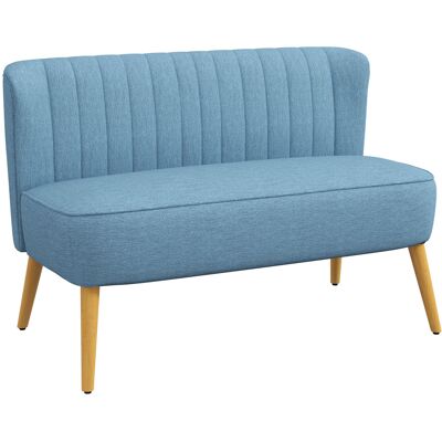 ALMASTORE Canape 2 Places Style Retro Rembourrage Doux Revetement Facile D'Entretien 117 X 56,5 X 77 Cm Bleu - Publicité ALMASTORE Canape 2 Places Style Retro Rembourrage Doux Revetement Facile D'Entretien 117 X 56,5 X 77 Cm Bleu - Publicité