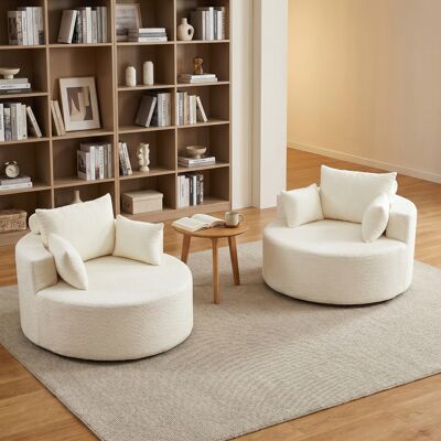 ACKERMAN Fauteuil En Mousse Chenille, Aucun Assemblage Requis, Fauteuil-lit Moderne Et Moelleux Pour Salon, Chambre, Séjour Et Showroom, Lot De 2 - Publicité ACKERMAN Fauteuil En Mousse Chenille, Aucun Assemblage Requis, Fauteuil-lit Moderne Et Moelleux Pour Salon, Chambre, Séjour Et Showroom, Lot De 2 - Publicité