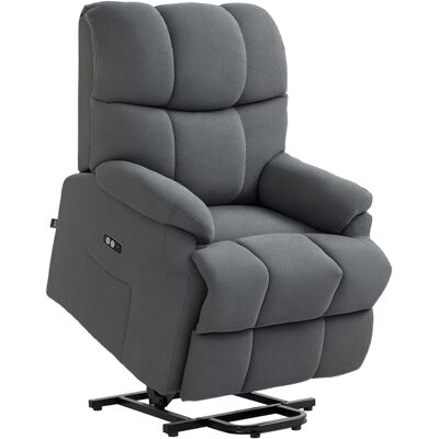 ARRIGONI Fauteuil Releveur Avec Repose-pieds En Tissu Effet Lin 84x96x100 Cm Gris Fonce - Publicité ARRIGONI Fauteuil Releveur Avec Repose-pieds En Tissu Effet Lin 84x96x100 Cm Gris Fonce - Publicité