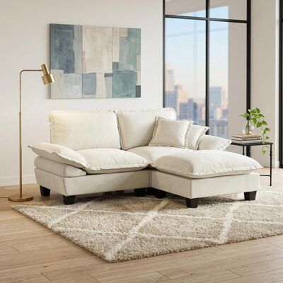 OEM Canapé D'Angle Modulable, Modèle Cloud Au Design Voilier, Comprenant 1 Pouf Amovible Et 2 Coussins Moelleux, Revêtement Chenille Confortable Pour Salons Et Appartements, Beige - Publicité OEM Canapé D'Angle Modulable, Modèle Cloud Au Design Voilier, Comprenant 1 Pouf Amovible Et 2 Coussins Moelleux, Revêtement Chenille Confortable Pour Salons Et Appartements, Beige - Publicité