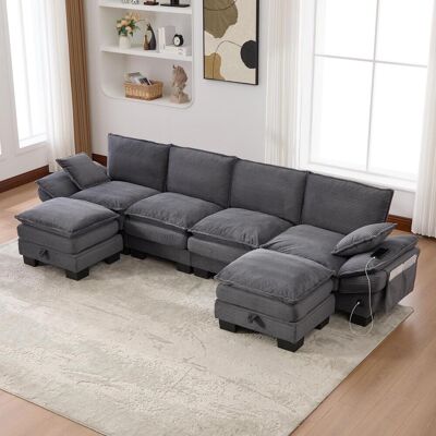OEM Canapé Modulable Quatre Places En Velours Côtelé (avec Deux Repose-pieds) – Assises Spacieuses, Design Ergonomique, Rembourrage En Mousse Haute Densité, - Publicité OEM Canapé Modulable Quatre Places En Velours Côtelé (avec Deux Repose-pieds) – Assises Spacieuses, Design Ergonomique, Rembourrage En Mousse Haute Densité, - Publicité