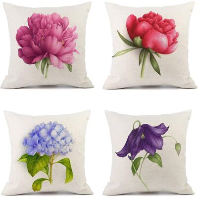 URSUS Taies D'Oreiller Housse Coussin Lot De 4 En Lin D'Extérieur Avec Fleurs Motif Décoration Pour Chambre, Salon, Sofa Balcon Canapé, Jardin, 45x45 Cm - Publicité URSUS Taies D'Oreiller Housse Coussin Lot De 4 En Lin D'Extérieur Avec Fleurs Motif Décoration Pour Chambre, Salon, Sofa Balcon Canapé, Jardin, 45x45 Cm - Publicité