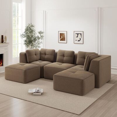OEM Canapé Modulaire Sans Cadre Pour Salon, Canapé Modulable Avec Repose-pieds, Idéal Pour Le Salon, Canapé Trois Places En Velours Côtelé, Assise Profonde, Aucun Assemblage Requis, Marron. Publicité OEM Canapé Modulaire Sans Cadre Pour Salon, Canapé Modulable Avec Repose-pieds, Idéal Pour Le Salon, Canapé Trois Places En Velours Côtelé, Assise Profonde, Aucun Assemblage Requis, Marron. Publicité