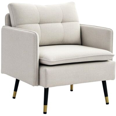 OEM Fauteuil Moderne En Lin Avec Accoudoirs, Coussin Confortable Et Pieds En Acier - Dimensions 76x68x80 Cm, Couleur Crème. Publicité OEM Fauteuil Moderne En Lin Avec Accoudoirs, Coussin Confortable Et Pieds En Acier - Dimensions 76x68x80 Cm, Couleur Crème. Publicité