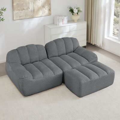 ACKERMAN Canapé Sans Ossature Modulaire En L 2 Places Avec 1 Pouf, Forme De Coquillage, Coussins D'Assise Profonds, Canapé Pour Salon, Aucun Montage Requis, Gris - Publicité ACKERMAN Canapé Sans Ossature Modulaire En L 2 Places Avec 1 Pouf, Forme De Coquillage, Coussins D'Assise Profonds, Canapé Pour Salon, Aucun Montage Requis, Gris - Publicité