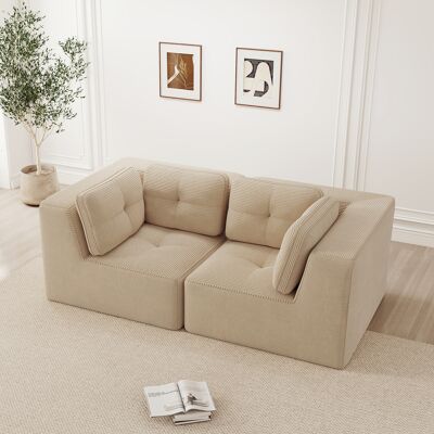 ARRIGONI Canapé D’angle Modulable Et Configurable, Canapé Sans Armature 2 Places, Confortable En Velours Côtelé, Pour Salon Et Chambre, Beige - Publicité ARRIGONI Canapé D’angle Modulable Et Configurable, Canapé Sans Armature 2 Places, Confortable En Velours Côtelé, Pour Salon Et Chambre, Beige - Publicité