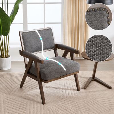ACKERMAN Fauteuil Lounge Mid Century Moderne En Tissu, Fauteuil Individuel Avec Accoudoirs, Cadre En Bois, Assise Rembourrée, Adapté Pour Salon/chambre/bureau, Décoration (tissu Lin Gris) - Publicité ACKERMAN Fauteuil Lounge Mid Century Moderne En Tissu, Fauteuil Individuel Avec Accoudoirs, Cadre En Bois, Assise Rembourrée, Adapté Pour Salon/chambre/bureau, Décoration (tissu Lin Gris) - Publicité
