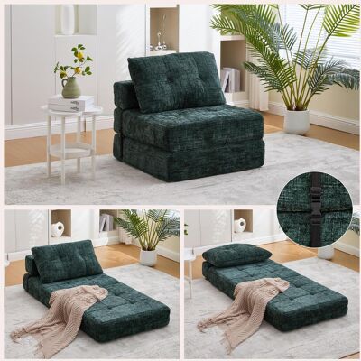 OEM Canapé-lit Pliable, Canapé-lit Avec Coussins, Matelas Pliable Avec Dossier, Canapé Pliant Portable, Canapé De Sol Confortable Pour Salon Et Chambre (chenille Vert Foncé) - Publicité OEM Canapé-lit Pliable, Canapé-lit Avec Coussins, Matelas Pliable Avec Dossier, Canapé Pliant Portable, Canapé De Sol Confortable Pour Salon Et Chambre (chenille Vert Foncé) - Publicité