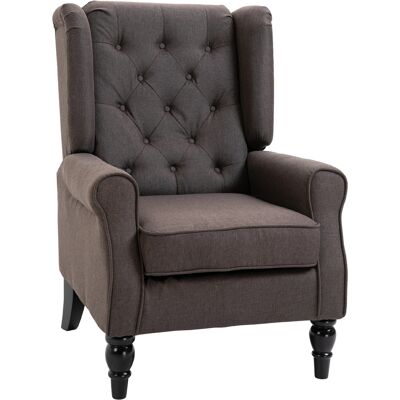 MIDUODUO Fauteuil Ailes Accoudoirs Chaise Longue Coussins Touffes Dossier Haut Pieds Bois Inclinable Salon Chambre Brown - Publicité MIDUODUO Fauteuil Ailes Accoudoirs Chaise Longue Coussins Touffes Dossier Haut Pieds Bois Inclinable Salon Chambre Brown - Publicité