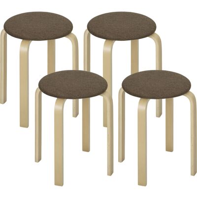 BEYAMIS Ensemble 4 Tabourets Rembourrés Empilables – Surface Laquée, Pieds Bois – Marron – Pour Bar - Publicité BEYAMIS Ensemble 4 Tabourets Rembourrés Empilables – Surface Laquée, Pieds Bois – Marron – Pour Bar - Publicité