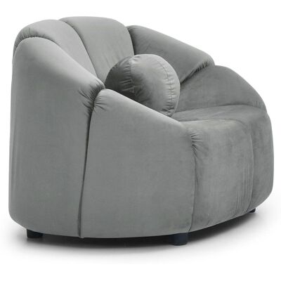 MENZZO Fauteuil Design Arrondi Sidonie Velours Gris - Publicité MENZZO Fauteuil Design Arrondi Sidonie Velours Gris - Publicité