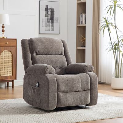 ACKERMAN Fauteuil Relax Multifonctionnel Électrique Avec Fonction De Massage Et De Chaleur, Dossier Et Repose-pieds À Réglage Manuel Ainsi Que Poches Latérales De Rangement. Gris - Publicité ACKERMAN Fauteuil Relax Multifonctionnel Électrique Avec Fonction De Massage Et De Chaleur, Dossier Et Repose-pieds À Réglage Manuel Ainsi Que Poches Latérales De Rangement. Gris - Publicité