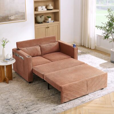 XISRENS Canapé-lit 2 Places 3 En 1 Minimaliste, Élégant Et Léger, Transformable En Un Clin D'Œil Grâce À Son Design Coulissant, Chargement Usb, Idéal Pour La Sieste, Orange - Publicité XISRENS Canapé-lit 2 Places 3 En 1 Minimaliste, Élégant Et Léger, Transformable En Un Clin D'Œil Grâce À Son Design Coulissant, Chargement Usb, Idéal Pour La Sieste, Orange - Publicité