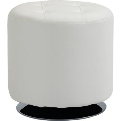MH Pouf Ottokar Repose-pieds Design Pivotant 360° Blanc Acier Chromé Luxe - Publicité MH Pouf Ottokar Repose-pieds Design Pivotant 360° Blanc Acier Chromé Luxe - Publicité