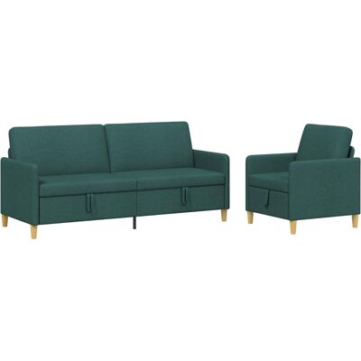 Canapé Avec Rangement 2 Pcs Vert Foncé Polyester Vidaxl - Publicité Canapé Avec Rangement 2 Pcs Vert Foncé Polyester Vidaxl - Publicité