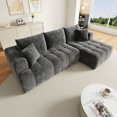 LEMONBEST Canapé D'Angle Modulable En L 244,5x136x79 Cm Cloud Sofa Combinable Libre, Design Bas Au Sol Salon Appartement - Chenille - Gris - Publicité LEMONBEST Canapé D'Angle Modulable En L 244,5x136x79 Cm Cloud Sofa Combinable Libre, Design Bas Au Sol Salon Appartement - Chenille - Gris - Publicité
