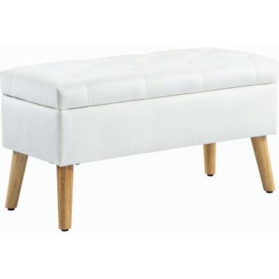 ACKERMAN Banquette Avec Rangement, Banquette Rembourrée Avec Couvercle, Banquette De Lit Aspect Velours, Pour Entrée, Chambre Et Salon, Bois De Gommier, 102 X 35 X 43 Cm, Blanc - Publicité ACKERMAN Banquette Avec Rangement, Banquette Rembourrée Avec Couvercle, Banquette De Lit Aspect Velours, Pour Entrée, Chambre Et Salon, Bois De Gommier, 102 X 35 X 43 Cm, Blanc - Publicité