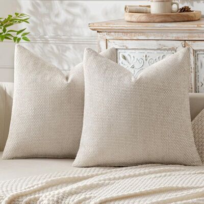 OEM Housse De Coussin De Canapé Beige 45 X 45 Cm, 2 Pièces, En Chenille Épaisse Tricotée À L'Aiguille, Idéale Pour La Chambre Et Le Salon - Publicité OEM Housse De Coussin De Canapé Beige 45 X 45 Cm, 2 Pièces, En Chenille Épaisse Tricotée À L'Aiguille, Idéale Pour La Chambre Et Le Salon - Publicité