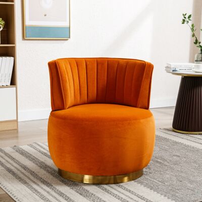 WISHDOR Chaise De Salon Pivotante À 360° En Velours Avec Dossier Enveloppant, Style Moderne, Orange - Publicité WISHDOR Chaise De Salon Pivotante À 360° En Velours Avec Dossier Enveloppant, Style Moderne, Orange - Publicité