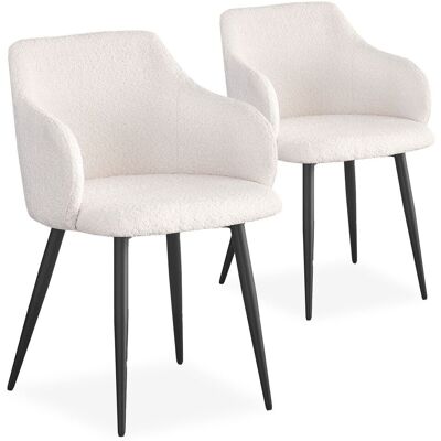MENZZO Lot De 2 Chaises Paoline Tissu Bouclette Crème - Publicité MENZZO Lot De 2 Chaises Paoline Tissu Bouclette Crème - Publicité