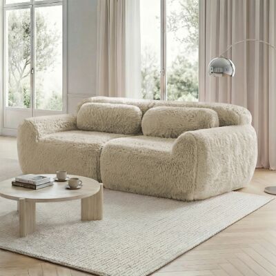 XISRENS Canapé 2 Places, Tissu Peluche, Design Modulable Sans Structure, Combinables À Volonté, Avec Coussins. Mousse Souple Haute Résilience, Base Antidérapante, Convient Au Salon Et À La Chambre, Kaki Clair - Publicité XISRENS Canapé 2 Places, Tissu Peluche, Design Modulable Sans Structure, Combinables À Volonté, Avec Coussins. Mousse Souple Haute Résilience, Base Antidérapante, Convient Au Salon Et À La Chambre, Kaki Clair - Publicité
