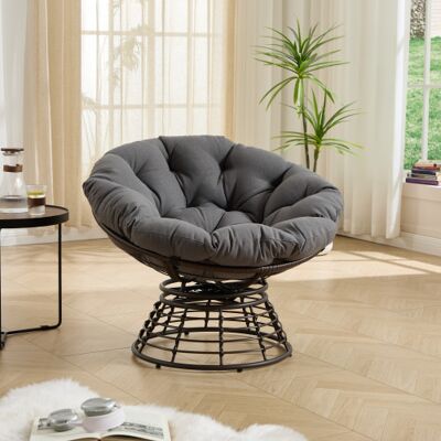 OEM Chaise Ergonomique Confortable En Rotin, Chaise Pivotante 360° Pour Usage Intérieur/extérieur, Avec Coussin Épais Et Doux, Idéale Pour Salon, Chambre, Salle De Lecture, Cadre Brun Avec Coussin Gris. Publicité OEM Chaise Ergonomique Confortable En Rotin, Chaise Pivotante 360° Pour Usage Intérieur/extérieur, Avec Coussin Épais Et Doux, Idéale Pour Salon, Chambre, Salle De Lecture, Cadre Brun Avec Coussin Gris. Publicité