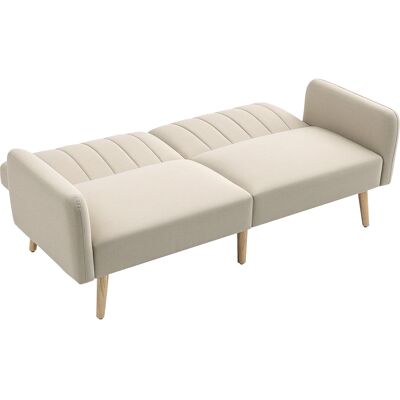 HEAT Canapé-lit 2 Places, Design Scandinave, Dossier Réglable 3 Positions, Pieds En Bois, Tissu Beige Aspect Lin - Publicité HEAT Canapé-lit 2 Places, Design Scandinave, Dossier Réglable 3 Positions, Pieds En Bois, Tissu Beige Aspect Lin - Publicité