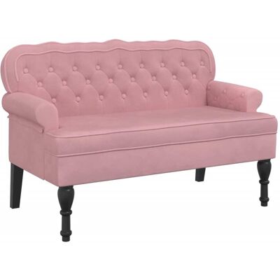 DESIGN IN Banc Avec Dossier Rose 119,5x64,5x75 Cm Velours - Publicité DESIGN IN Banc Avec Dossier Rose 119,5x64,5x75 Cm Velours - Publicité