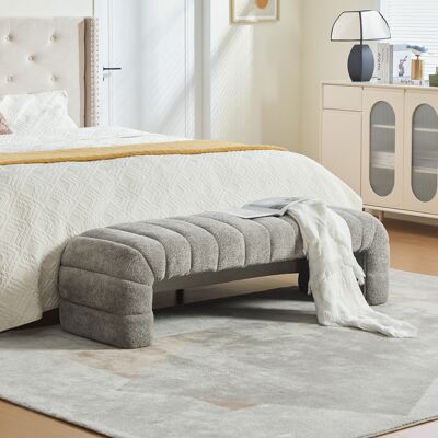 ACKERMAN Banquette De Lit Capitonnée Moderne En Chenille Sans Accoudoirs Avec Capitonnage À Rainures, Chaise Longue Et Pouf Pour Salon, Chambre, Entrée, Gris - Publicité ACKERMAN Banquette De Lit Capitonnée Moderne En Chenille Sans Accoudoirs Avec Capitonnage À Rainures, Chaise Longue Et Pouf Pour Salon, Chambre, Entrée, Gris - Publicité