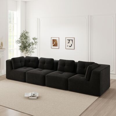 ACKERMAN Canapé De Salon Modulaire, Canapé 4 Places Confortable Avec Assise Profonde Et Coussins Moelleux, Revêtement En Cord, Pas De Montage Requis, Design Antidérapant, Noir - Publicité ACKERMAN Canapé De Salon Modulaire, Canapé 4 Places Confortable Avec Assise Profonde Et Coussins Moelleux, Revêtement En Cord, Pas De Montage Requis, Design Antidérapant, Noir - Publicité