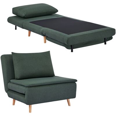 VOENCSU Fauteuil De Repos 3-en-1 Convertible En Lit, Dossier Inclinable, Pieds En Hêtre, Avec Coussin, Vert Foncé - Publicité VOENCSU Fauteuil De Repos 3-en-1 Convertible En Lit, Dossier Inclinable, Pieds En Hêtre, Avec Coussin, Vert Foncé - Publicité