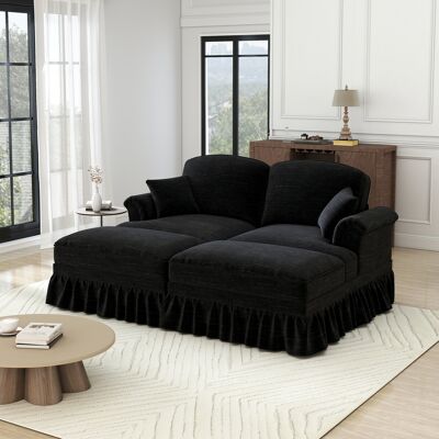 MIDUODUO Canapé Chenille Classique Modulaire 2 Places,accoudoirs Évasés,tablier Amovible,pieds Fuseau Et Tabouret Mobile,canapé Nuage Doux Pour Salon,noir - Publicité MIDUODUO Canapé Chenille Classique Modulaire 2 Places,accoudoirs Évasés,tablier Amovible,pieds Fuseau Et Tabouret Mobile,canapé Nuage Doux Pour Salon,noir - Publicité