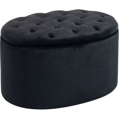 ACKERMAN Banquette Noire, Banquette Moderne Avec Rangement, Polyester Aspect Velours, Bois De Gommier, Forme Ovale, 71x52x42cm - Publicité ACKERMAN Banquette Noire, Banquette Moderne Avec Rangement, Polyester Aspect Velours, Bois De Gommier, Forme Ovale, 71x52x42cm - Publicité