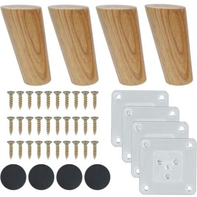 SCORPIO 4pcs Pieds De Meuble En Bois 10cm Inclinés - Pieds De Rechange Massifs Pour Canapé, Fauteuil, Table, Meuble Tv Avec Accessoires - Publicité SCORPIO 4pcs Pieds De Meuble En Bois 10cm Inclinés - Pieds De Rechange Massifs Pour Canapé, Fauteuil, Table, Meuble Tv Avec Accessoires - Publicité
