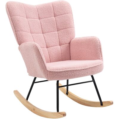 OEM Fauteuil À Bascule Rétro, En Bois Massif, Inclinable, 98 Cm X 71 Cm X 101 Cm, Rose - Publicité OEM Fauteuil À Bascule Rétro, En Bois Massif, Inclinable, 98 Cm X 71 Cm X 101 Cm, Rose - Publicité