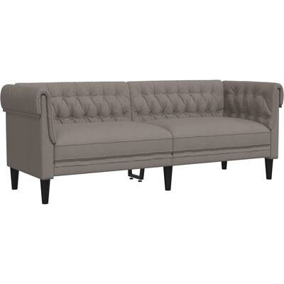 DESIGN IN Canapé Sofa Chesterfield 3 Places Taupe Tissu - Publicité DESIGN IN Canapé Sofa Chesterfield 3 Places Taupe Tissu - Publicité