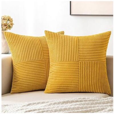 OEM Lot De 4 Housses De Coussin 45 X 45 Cm - En Velours Côtelé - Style Bohème - Aspect Esthétique - Convient Pour Canapé, Chambre À Coucher, Salon - Jaune Vif-crezuo - Publicité OEM Lot De 4 Housses De Coussin 45 X 45 Cm - En Velours Côtelé - Style Bohème - Aspect Esthétique - Convient Pour Canapé, Chambre À Coucher, Salon - Jaune Vif-crezuo - Publicité
