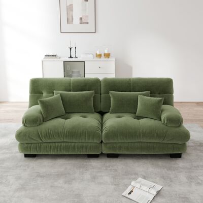 ARRIGONI Canapé D’angle Cloud Pour Salon, Canapé Deux Places En Chenille Avec 2 Coussins Lombaires Et 2 Coussins Décoratifs, Structure En Bois Massif, Vert - Publicité ARRIGONI Canapé D’angle Cloud Pour Salon, Canapé Deux Places En Chenille Avec 2 Coussins Lombaires Et 2 Coussins Décoratifs, Structure En Bois Massif, Vert - Publicité
