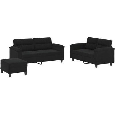Maison Exclusive - Ensemble De Canapés 3 Pcs Avec Coussins Noir Tissu Microfibre - Publicité Maison Exclusive - Ensemble De Canapés 3 Pcs Avec Coussins Noir Tissu Microfibre - Publicité