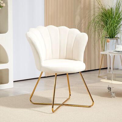 OEM Fauteuil Coquillage De Salon & Coiffeuse - Velours Rembourré, Pieds En Acier Robuste, Design Élégant, 69x64x80cm, Crème - Publicité OEM Fauteuil Coquillage De Salon & Coiffeuse - Velours Rembourré, Pieds En Acier Robuste, Design Élégant, 69x64x80cm, Crème - Publicité