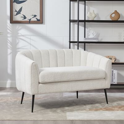 ACKERMAN Mini-canapé D'Angle En Chenille (fauteuil D'Appoint), Canapé 2 Places Moderne Brillant Avec Pieds Métalliques Et Capitonnage Cannelé, Pour Salon, Chambre, Bureau Et Petits Espaces, Ivoire - Publicité ACKERMAN Mini-canapé D'Angle En Chenille (fauteuil D'Appoint), Canapé 2 Places Moderne Brillant Avec Pieds Métalliques Et Capitonnage Cannelé, Pour Salon, Chambre, Bureau Et Petits Espaces, Ivoire - Publicité
