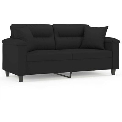 DESIGN IN Canapé Sofa 2 Places Avec Oreillers Noir 140 Cm Tissu Microfibre - Publicité DESIGN IN Canapé Sofa 2 Places Avec Oreillers Noir 140 Cm Tissu Microfibre - Publicité