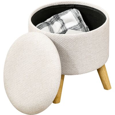 OEM Pouf Rond Repose Pieds Tabouret Avec Coffre De Rangement En Bois Design Moderne Crème - Publicité OEM Pouf Rond Repose Pieds Tabouret Avec Coffre De Rangement En Bois Design Moderne Crème - Publicité