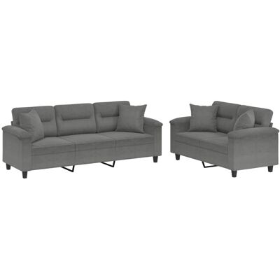 Maison Exclusive - Ensemble De Canapés 2 Pcs Coussins Gris Foncé Tissu Microfibre - Publicité Maison Exclusive - Ensemble De Canapés 2 Pcs Coussins Gris Foncé Tissu Microfibre - Publicité